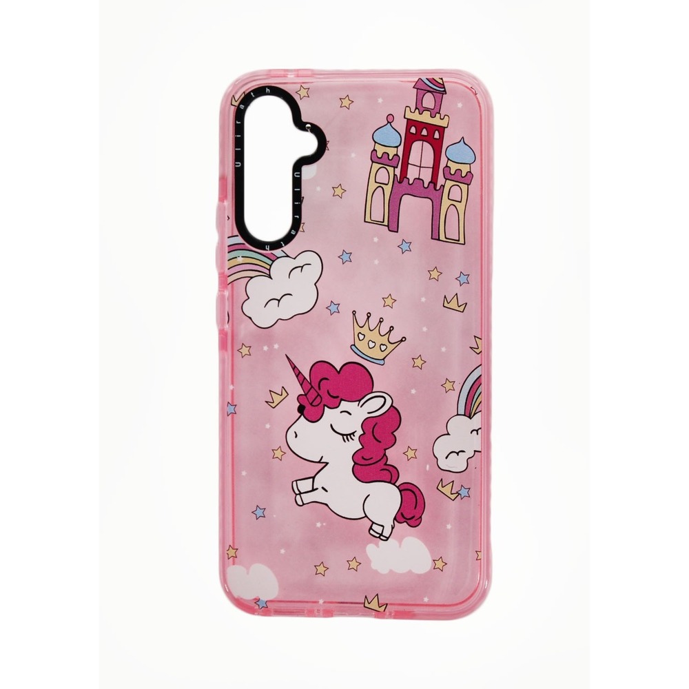 Unbranded Samsung Galaxy A34 5G Case Pink Unicorn Castle Rainbow Stars TPU Cover
